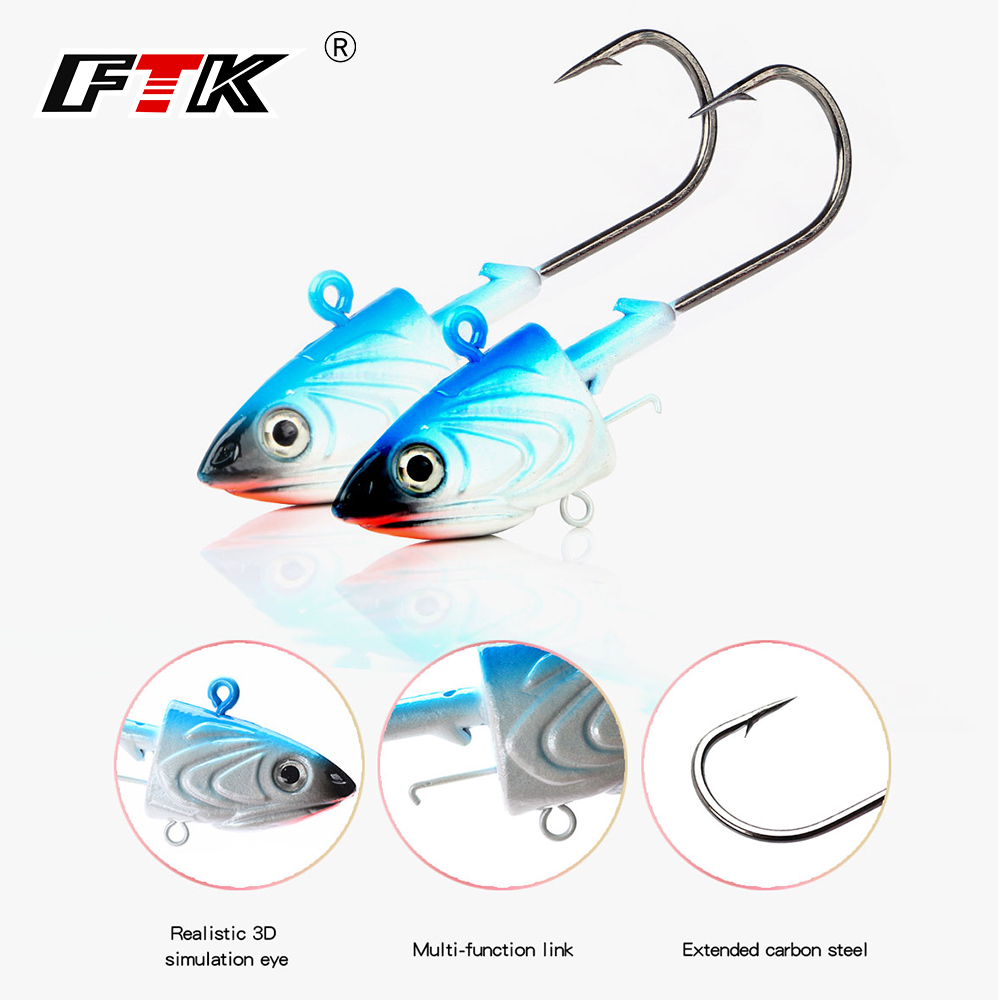 Fishing Lure Spoon - FTK 2PCS Jig Head Fishing Hook