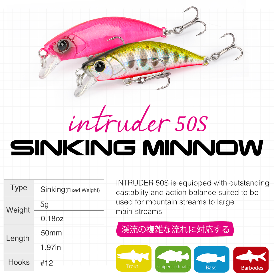 TSURINOYA 50S NEW COLOR 5cm 5g - Fishing Lure Jerkbait recension och pris